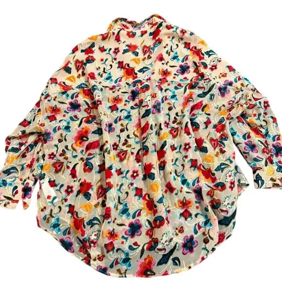 French Connection Floral Button-Up Blouse in Cream with Multicolor Print - Picture 6 of 6